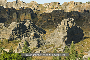 MADAGASCAR: Madagascar, Isalo National Park, Eroded sandstone landscape
