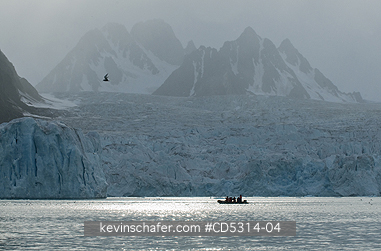 SVALBARD: Tourists cruise in front of Monaco Glacier, Leifdefjorden, Svalbard