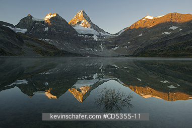 CANADA, BRITISH COLUMBIA: Sunrise on Mt. Assiniboine from Magog Lake, Mt. Assiniboine Provincial Park, British Columbia, Canada SEPTEMBER