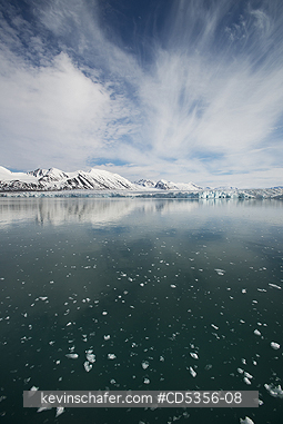 NORWAY, SVALBARD: Tidewater glacier and summer sky, Leifdefjorden, Spitsbergen island, Svalbard, Arctic Norway