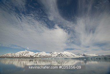 NORWAY, SVALBARD: Tidewater glacier and summer sky, Leifdefjorden, Spitsbergen island, Svalbard, Arctic Norway
