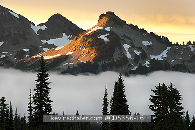 WASHINGTON STATE: Summer sunrise, Tatoosh Range, Paradise area, Mt. Rainier National Park, Washington