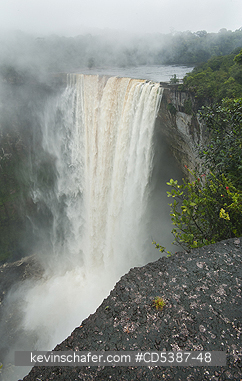 GUYANA, SCENIC: Kaieteur Falls in mist, Kaieteur National Park, Guyana