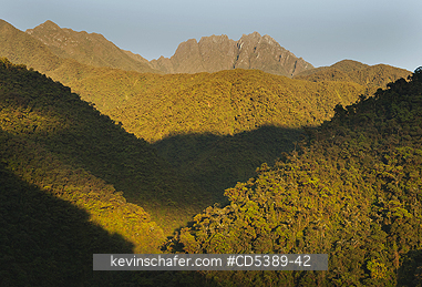 PERU, SCENIC: Mt. Kanaqhuai, highest peak in Manu National Park, Sunrise over Cosnipata Valley, Southeast Peru