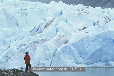 CHILE, PATAGONIA: Patagonia, Chile, Torres Del Paine National Park, Grey Glacier with tourist, MR.