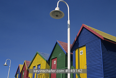 SOUTH AFRICA: South Africa, Western Cape, Cape Peninsula, St. James, Colorful beach huts on False Bay.